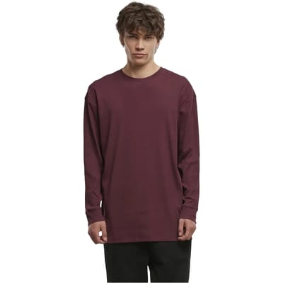 Urban Classics - Organic Boxy Rib Longsleeve shirt - S - Rood