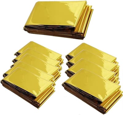 set van 10 stuks - Isolatiedeken - Reddingsdeken - Isoleerdeken - Overlevingsdeken - buiten, wandelen, kamperen - 160*210cm - goud - PET