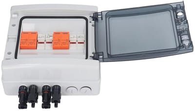 Solar Combiner Box - PV Verdeelkast - Zonne-energie Beheer - Overspanningsbeveiliging - 4 Strings - Grijs