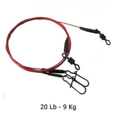 Predox Bloodwire Leader 9 kg - rood nylon gecoate stalen onderlijn voor roofvissen 20CM