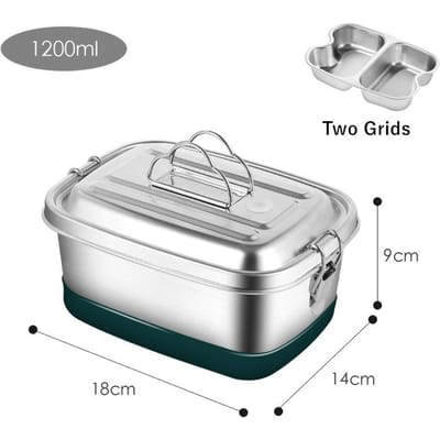 304 Staal Lunchbox Dubbele Laag Afgesloten Thermische Bento Box Handige Voedsel Vershoudende Bewaarcontainer Verwarmingsschaal