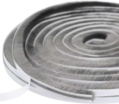 SnelShoppen - Zelfklevende Borstels tochtstrip 10m x 9mm x 5mm Grijs | Tochtstopper voor Schuiframen en Buitendeuren, Water- en Stofbestendig
