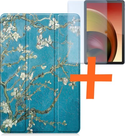 Hoesje - Geschikt voor Lenovo Tab M10 5G - Met Screenprotector - Trifold Bookcase - Hard Cover - Hardcover Book Case - Tablet Hoes - Bloesem