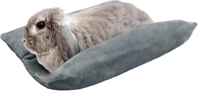 Daity Konijnenbed 15 -7 x 14 inch - verdikt zacht konijnenbed - sierkussen van pluche met katoenen ligbed - kleine mat voor huisdieren om in een kooi te slapen - grijs