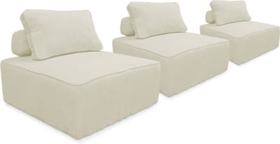 sweeek - Set van 3 fauteuils voor modulaire bank corduroy 1 zitplaats l 90 x b 90 x h 78 cm - lao