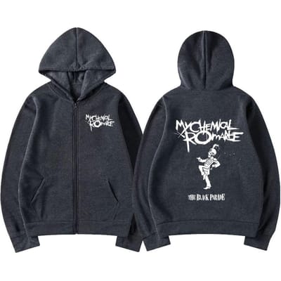 Chemical Romance Mcr Dode Rits Trui Zwart Parade Punk Emo Rock Rits Sweatshirt Mannen S donkergrijze kleur