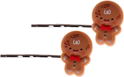 Schuifspeldjes Zilverkleurig Kerstthema - Peperkoekmannetjes - Set 2 Stuks - 2,5cm