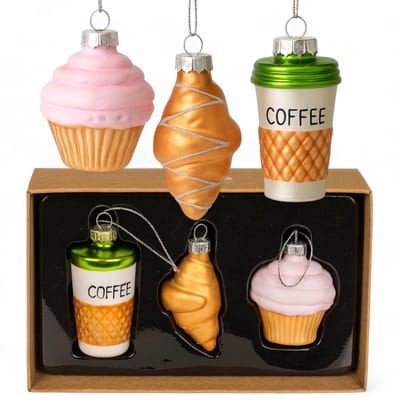 Dailygoods- Kerstboomversiering set van 3 - Glazen kerstballen - Vintage design - Originele kerstdecoratie - Unieke hangers - Retro motieven