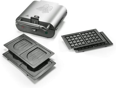 KAD® Wafelijzer Met Verwisselbare Platen - Wafelijzer Tefal - Wafelijzer Hartvorm - Zilver - 29cm x 25cm x 12cm
