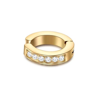 Twice As Nice Oorbel per stuk in goudkleurig edelstaal, clips, oorring, kristallen