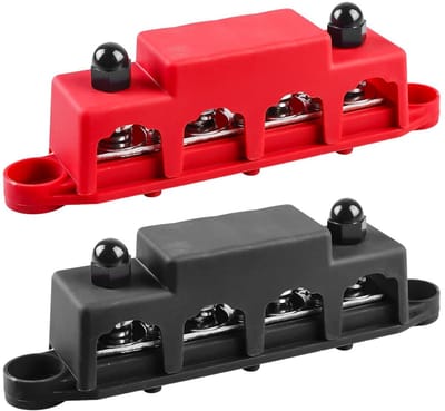 2 Stuks DC Verdeelrail Blok 12V-48V, 250A Busbar met M8 Klemmen voor Auto, Marine en Batterijsystemen