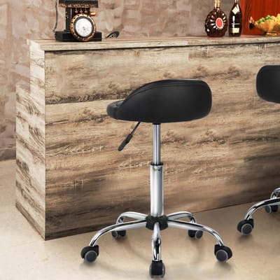 KAD® Tabouret - Zadelkruk Op Wielen - Zadelkruk - Zwart - 52cm x 52cm x 70cm