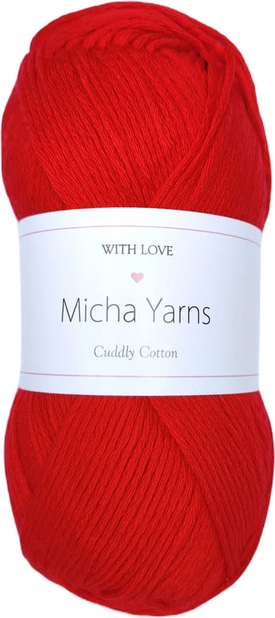 Micha Yarns - 80% katoen 20% acryl breiwol - 5 bollen - 5 x 100gram - 200 meter per bol - Rood (005)