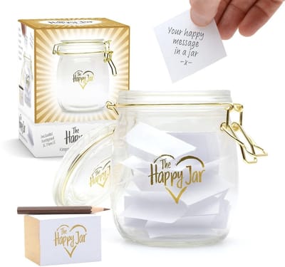 Dailygoods- Gelukspot Gedenkwaardig Cadeau - Gelukspoppetjes - Gelukspoppetje Sleutelhanger - Attent Geschenk - Uniek Aandenken - Inclusief Notities - Herinneringenpot