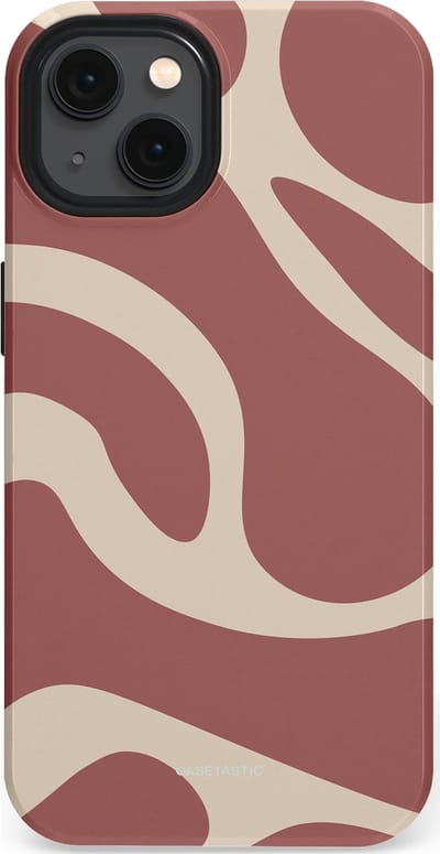 Casetastic Hoesje Geschikt voor Apple iPhone 13 Magsafe - Stijlvolle Beschermende Duo-layer Case - Terracotta Mediterranee Golven