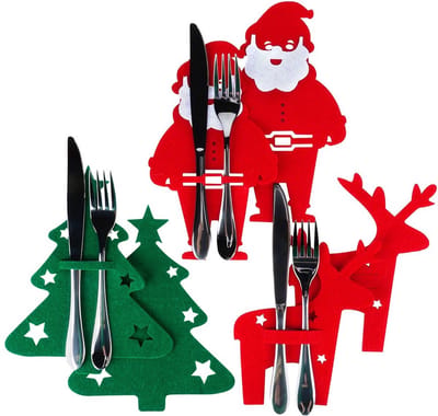 Bestekzakje Kerst 6 stuks - Bestek Zakje - Bestekhoes - Bestekhouder voor Tafel