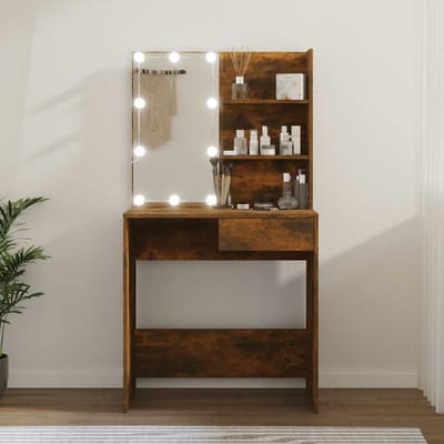 vidaXL - Kaptafel - met - LED-verlichting - 74,5x40x141 - cm - bruin - eikenkleur