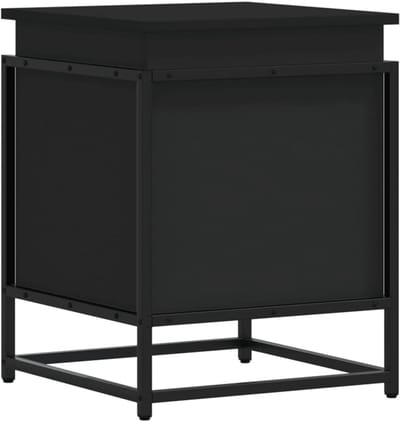 Opbergbox met deksel 40x40x51,5 cm van bewerkt hout in zwart voor speelgoed, dekens en meer