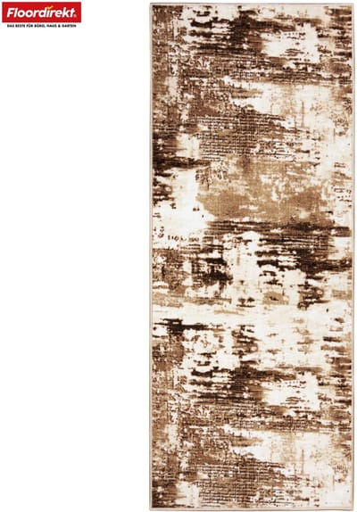 Floordirekt Tapijtloper Ravena - Moderne Loper in Antraciet, Bruin & Zand - Abstract Design - Bruin - 80 x 100 cm - Antislip Gel Achterzijde - Duurzaam & Makkelijk Te Reinigen - Verkrijgbaar Tot 5 m Lengte
