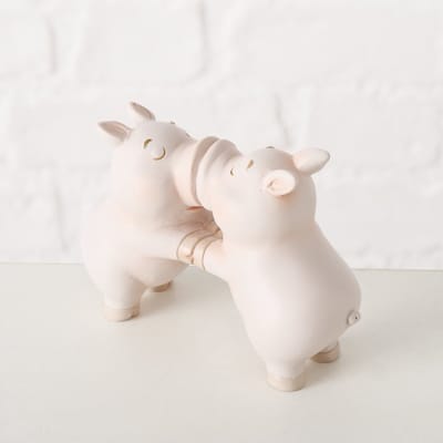 Liefde - Biggetjes - Beeld - Beige - 11.7x4x8.3cm - Polyresin - Decoratie