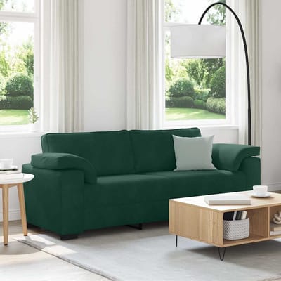 vidaXL - 3-zitsbank - donkergroen - 220x77x82 - cm - fluweel
