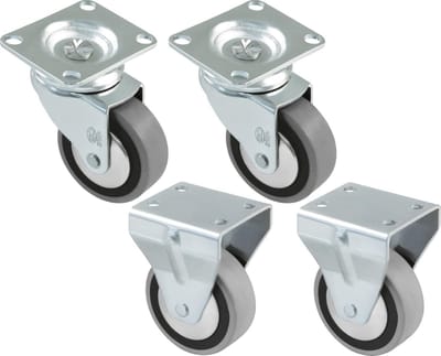 AMIG - Set van 4 Transportwielen 60mm - Zwenkwiel / Bokwiel - 80-120KG Draagvermogen