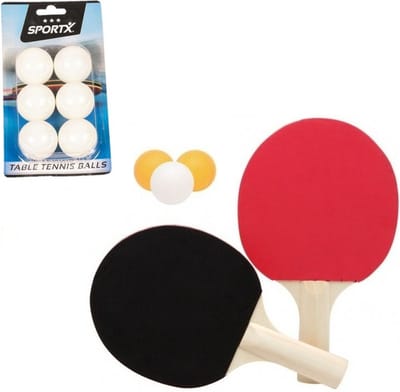 Atosa Tafeltennis of ping pong setje - van 2 batjes - en 9x tafeltennisballetjes - sport - spelletjes - volwassenen en kinderen