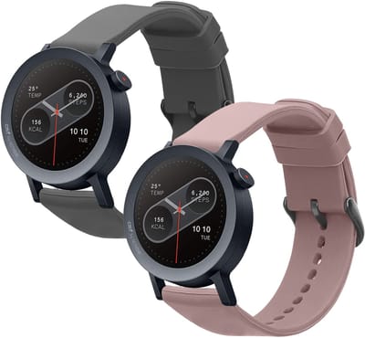 kwmobile 2x horlogebandjes geschikt voor CMF Watch 3 Pro bandje - Smartwatch bandjes van TPU - Activity tracker horloge band in grijs / lavendel