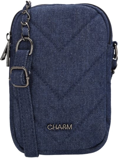 Charm London Hollywood Telefoontasje - Schoudertas - Crossbodytas - Spijkerstof - Telefoon - Blauw