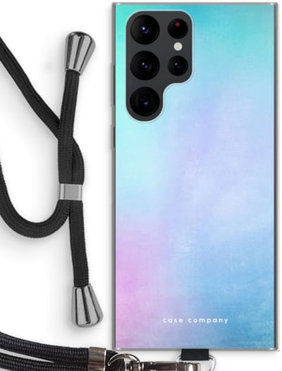 Hoesje met koord geschikt voor Samsung Galaxy S22 Ultra hoesje met Koord - Mist pastel - Telefoonhoesje met Zwart Koord - Bescherming aan alle Kanten en Over de Schermrand