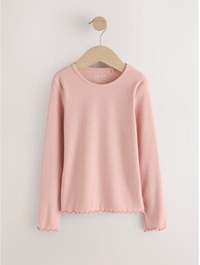 Next - Meisjes - Geribbeld katoenrijk T-shirt met lange mouwen - Roze