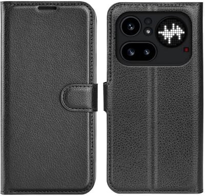 Hoesje geschikt voor Nothing Phone (4a) Pro - Phonesta Litchi Skin Book Wallet Case - Zwart