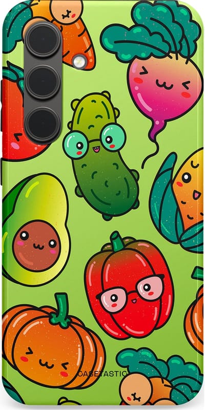 Casetastic Hoesje Geschikt voor Samsung S24 - Stijlvolle Beschermende Duo-layer Case - Cartoon Groente Mix