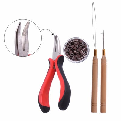 4 Delige Hairextensions Tools - Extension Tools - Verwijdering Extensions - Haarextension Verwijderaar tang – Haaknaald - Gebogen Tang - Haarextension plaatsings- verwijdertang - LOUZIR