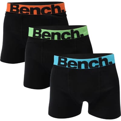 Bench Mannen Actie Logo Boxer Shorts (Verpakking van 3) (Zwart)