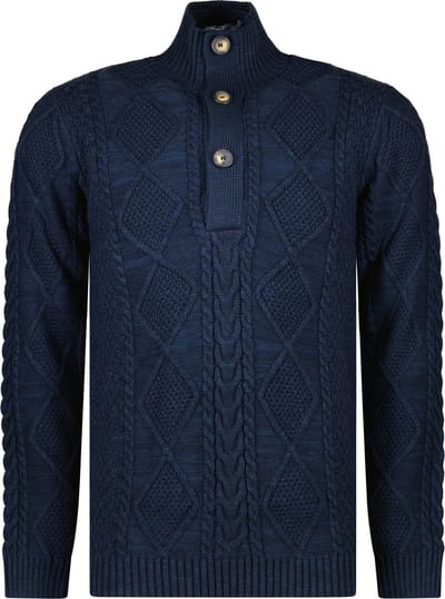 Cars Jeans CRAYS Knit Botton Navy Heren Trui - Maat S