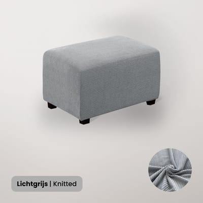BankhoesDiscounter Knitted Hocker Hoes – Hocker Poef – Stretch – Poef Hoes – Hoekbank Met Hocker – Hoes Voor Poef – Maat L – Lichtgrijs