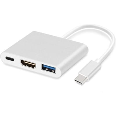 USB C HUB HDMI-adapter voor Macbook Pro GOOJODOQ USB Type C naar HDMI 4K USB 3.0 Poort met USB-C Voeding Zilver