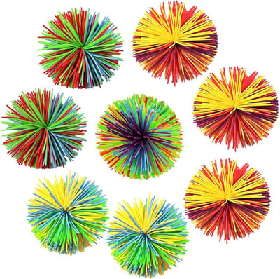 Stringy ballen siliconen stretch-bal regenboog-strengige bal - 8 stuks zachte pluizige pluche ballen - stressverminderende sensorballen - bevordert sensorische vaardigheden