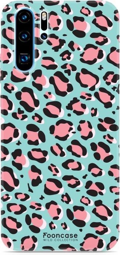 Fooncase Hoesje Geschikt voor Huawei P30 Pro - Shockproof Case - Back Cover / Soft Case - Luipaard / Leopard print / Blauw