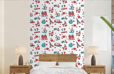 Behang - Fotobehang Patroon - Frankrijk - Vlag - Breedte 140 cm x hoogte 220 cm