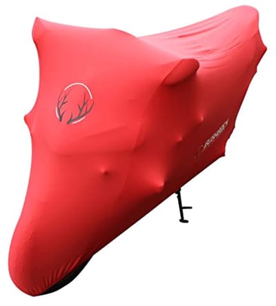 Premium Motorfiets Afdekzeil - Ademend Elastisch Stof voor Binnengebruik (M - L, Rood)