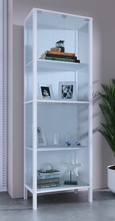 VCM Glasvitrine stehend Jensol XL – hohe Standvitrine mit ESG-Sicherheitsglas, Glasfront & Seitenteile, moderner Vitrinenschrank, ca. 178 x 60 x 35 cm