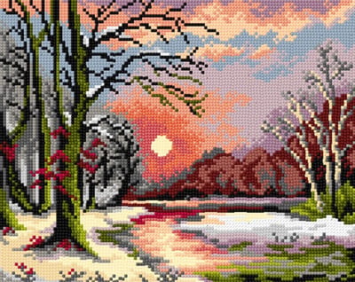 Borduurstramien Orchidea - After Adolf Kaufman - Winter Landscape - 24 x 30 (STRAMIEN ZONDER GARENS)