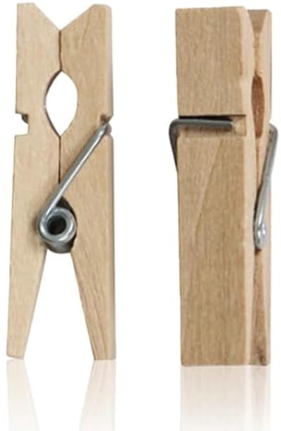 Houten Clips 100 Stuks 25 mm - Foto Clips, Mini Klemmen, Natuurlijke Decoratie, Wasknijpers voor Foto's en Postkaarten