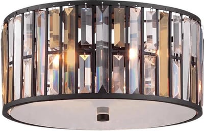 Bohemian Plafondlamp - Steady Lighting - Glas - Bohemian - E27 - L: 41.9cm - Voor Binnen - Woonkamer - Eetkamer - Brons