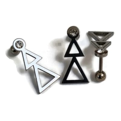 Aramat Jewels | Piercings | Zilveren Helixpiercing met Driehoeken | | | |6mm | Staal | Volwassenen | Verkleurd niet