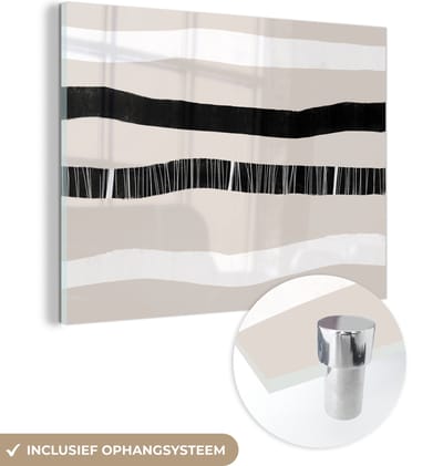 MuchoWow® Glasschilderij 120x90 cm - Schilderij acrylglas - Lijn - Pastel - Minimalisme - Patronen - Foto op glas - Schilderijen