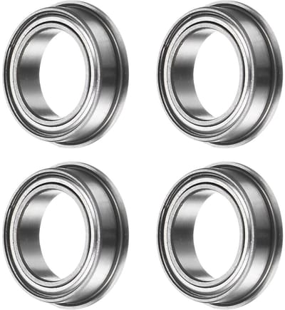 Flenslagers 10x15x4mm, 4 stuks, Chroomstaal, Dubbel afgeschermd, ABEC1, Hoogwaardige precisie en duurzaamheid