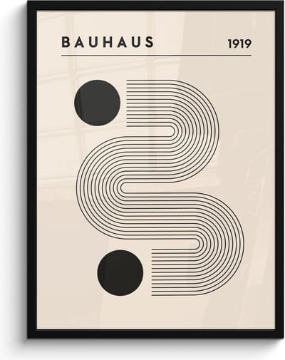 Poster in lijst - Fotolijst 60x80 cm - Posters - Bauhaus - Abstract - Kunst - Vintage - Art - Posterlijst zwart - Decoratie - Wanddecoratie woonkamer - Muurdecoratie slaapkamer